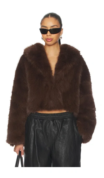 Lioness Madame Faux Fur Jacket In Brown