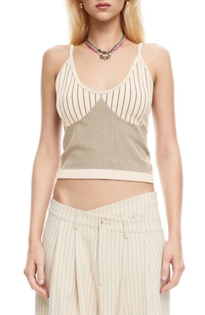 Lioness Marant Mixed Stripe Sweater Tank In Beige