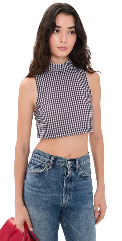 Lioness Marbella Top Midnight Gingham In Purple