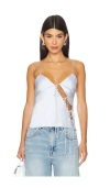 Lioness Mariah Tie Closure Satin Camisole In 淡蓝色