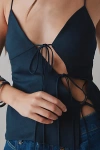 Lioness Mariah Linen-blend Asymmetric Tie-front Cami In Navy, Women's At Urban Outfitters