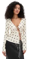 Lioness Mariah Long Sleeve Blouse Cream Polka In Pattern