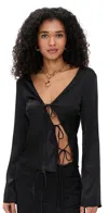 Lioness Mariah Long Sleeve Top Onyx In Black