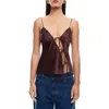 Lioness Mariah Tie Closure Satin Camisole In Garnet
