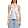 Lioness Mariah Tie Closure Satin Camisole In Pale Blue