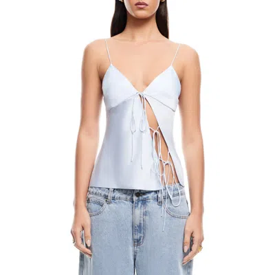 Lioness Mariah Tie Closure Satin Camisole In Pale Blue