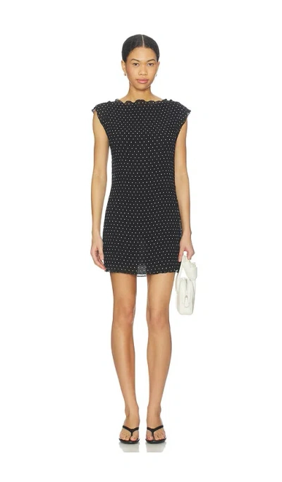 Lioness Mariner Mini Dress Noir Polka In Black