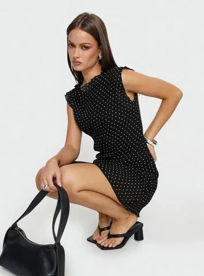 Lioness Mariner Mini Dress Noir Polka In Black