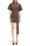 Lioness Martini Draped Belt Minidress In Brown