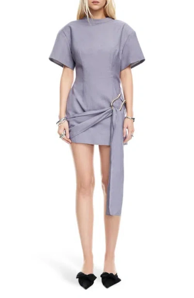 Lioness Martini Draped Belt Minidress In Gray