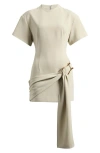 Lioness Martini Draped Belt Minidress In Neutral