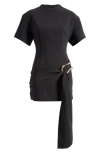 Lioness Martini Draped Belt Minidress In Onyx