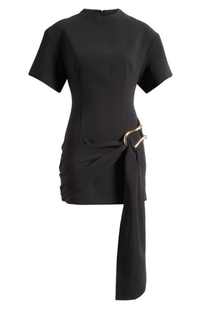 Lioness Martini Draped Belt Minidress In Onyx