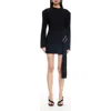Lioness Martini Long Sleeve Draped Minidress In Black