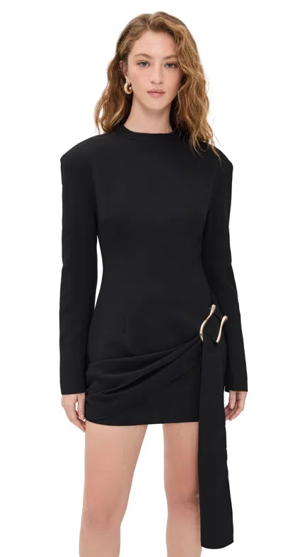 Lioness Martini Long Sleeve Mini Dress Onyx In Black