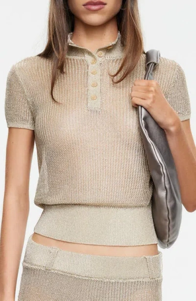 Lioness Matcha Knit Polo Tee In Neutral
