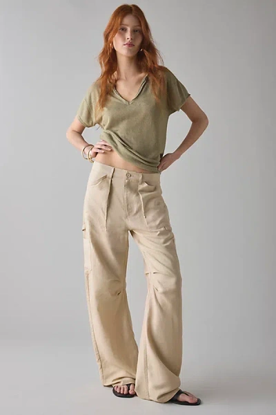 Lioness Miami Vice Linen-cotton Blend Oversized Cargo Pant In Deep Wheat, Women's At Urban Outfitters