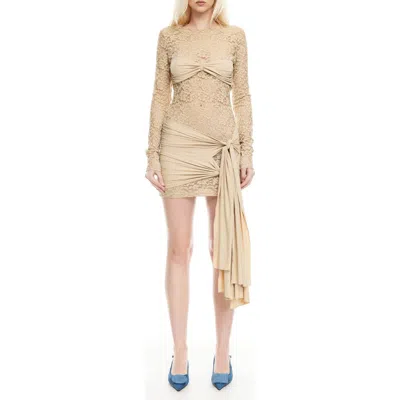 Lioness Midnight Long Sleeve Semisheer Lace Minidress In Multi