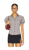 Lioness Mon Cheri Puff Sleeve Button Up Blouse