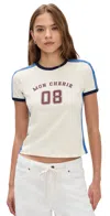 Lioness Mon Cherie Graphic Contrast Side Stripe Baby Tee In White