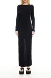 Lioness Muse Open Back Long Sleeve Maxi Dress In Black