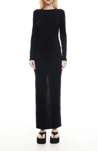 Lioness Muse Open Back Long Sleeve Maxi Dress In Black