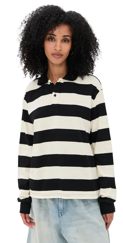 Lioness Collared Long Sleeve Rugby Polo Shirt In Multi