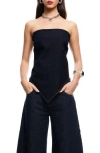 Lioness New York Strapless Denim Bandana Top In Black