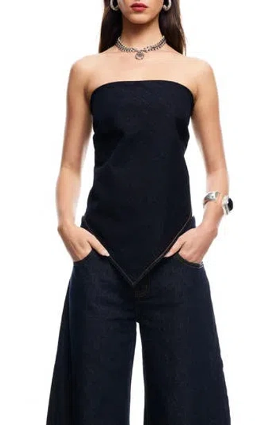 LIONESS LIONESS NEW YORK STRAPLESS DENIM BANDANA TOP