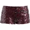 Lioness Night Rider Sequin Mini Shorts In Burgundy