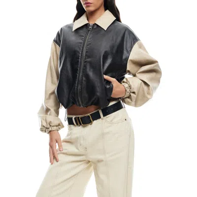 Lioness Nirvana Colorblock Faux Leather Bomber Jacket In Multi