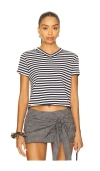 Lioness North Light Tee Navy White Stripe In Gray