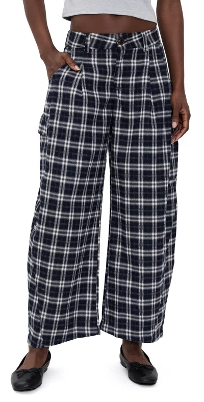 Lioness Nova Pants Navy Plaid In Animal Print