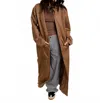 Lioness Oasis Suede Full Length Coat In Brown In Brown