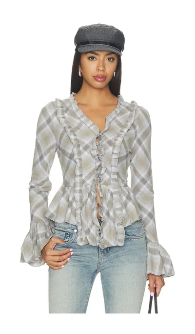 Lioness Odette Long Sleeve Top In Ash Plaid