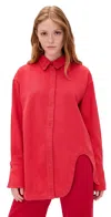 Lioness Off Duty Denim Shirt Crimson In Red
