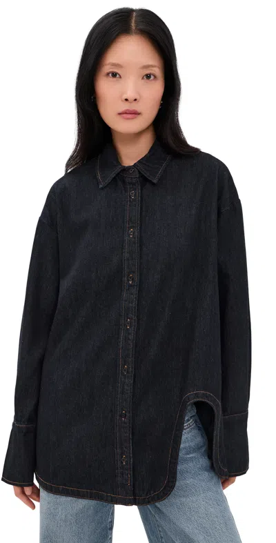 Lioness Off Duty Denim Shirt Dark Denim In Black