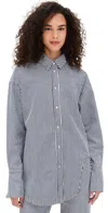 Lioness Off Duty Denim Shirt Navy Stripe In Blue