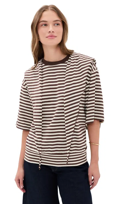 Lioness Olsen Knit Tee Dark Chocolate Stripe
