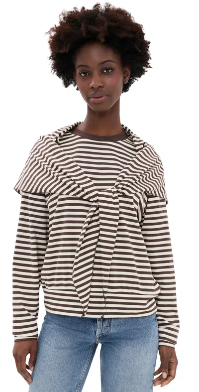 Lioness Olsen Long Sleeve Tee Dark Chocolate Stripe In Multi