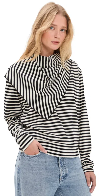 Lioness Olsen Long Sleeve Top Onyx Stripe In Multi