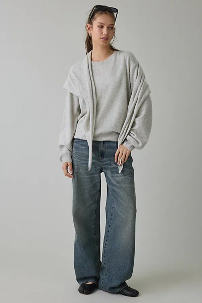 Lioness Olsen Scarf Detail Long Sleeve Knit Top In Grey, Women's At Urban Outfitters In Gray