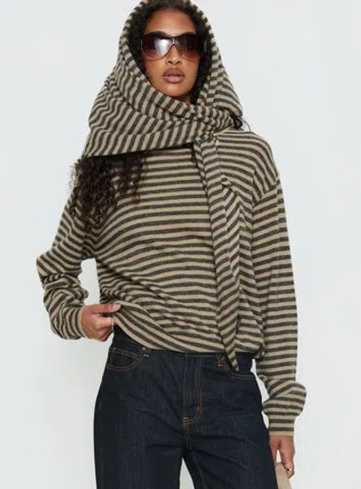 Lioness Olsen Scarf Detail Long Sleeve Sweater In Multi