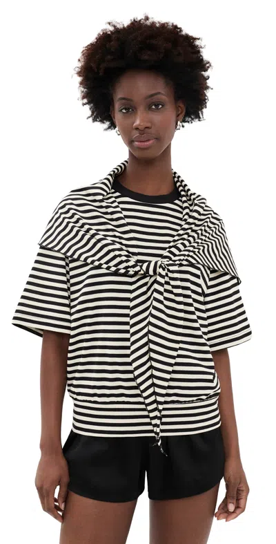Lioness Olsen Short Sleeve Top Onyx Stripe In Multi