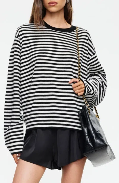 Lioness Olsen Stripe Wool Blend Sweater In White
