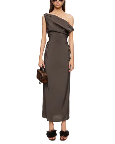 Lioness Sweetheart One-shoulder Maxi Dress In Brown