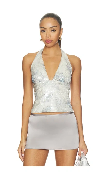 Lioness Opulence Halter Top In Silver