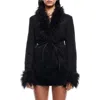 Lioness Oui Oui Coat With Faux Fur Trim In Black