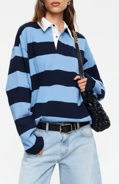 Lioness Outbound Oversize Stripe Jersey Cotton Long Sleeve T-shirt In Blue
