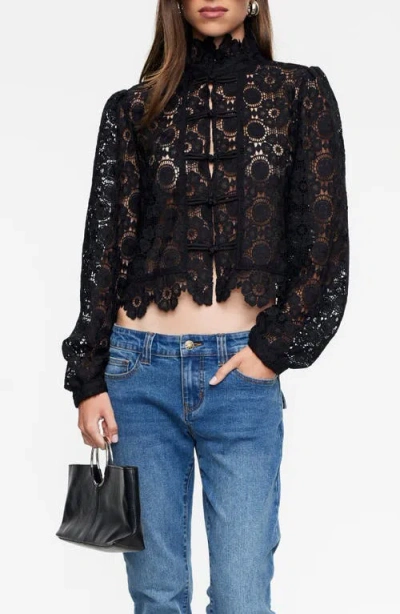 Lioness Overtime Lace Top In Noir